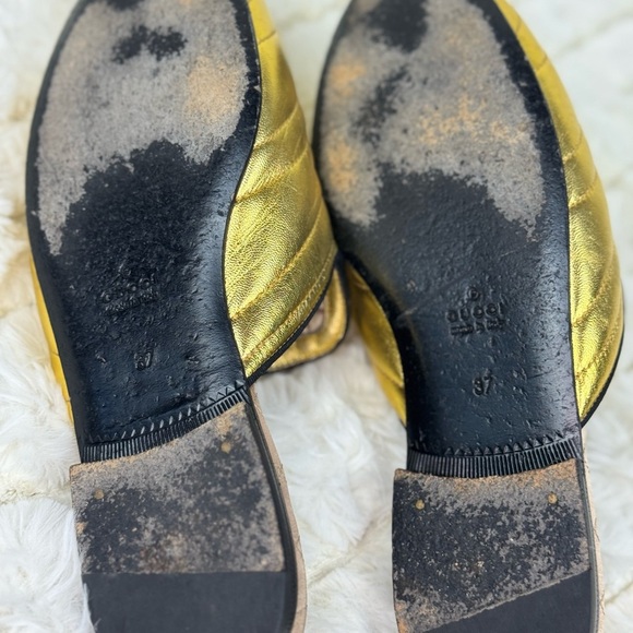 Gucci Gold and Black Quilted Mules Size 37 - Picture 8 of 10